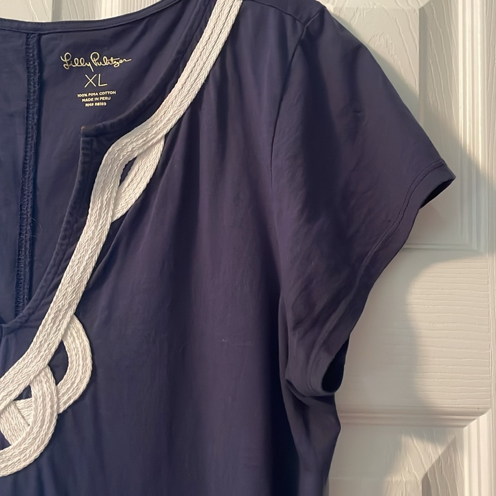 Perfect summer dress! Lilly Pulitzer extra large navy knit, short sleeve dress - Picture 4 of 7